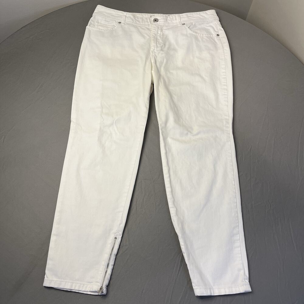 Chico's Platinum Denim Women Jeans Size 1 (Medium/8) White Ultimate Fit Slim Leg